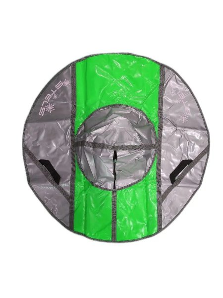 Санки надувные 125 см STELS Тюбинг усиленные тент без камеры СН050.125 серый/салатовый+серый