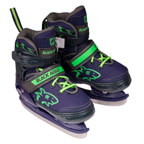 Коньки раздвижные BlackAqua AS-408, темно-синий/зеленый