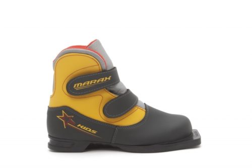 Ботинки лыжные 75 мм MARAX Kids (на липучке) СЕРЫЙ-ЖЕЛТЫЙ 38 р.