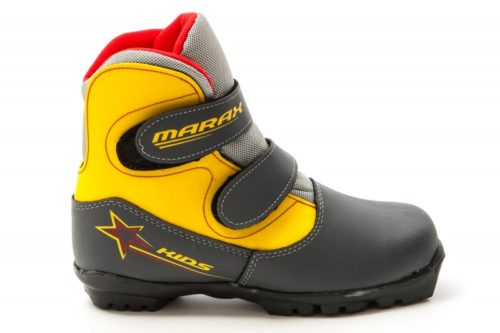 Ботинки лыжные NNN MARAX Kids (СИСТЕМНЫЕ!) (на липучке) СЕРЫЙ-ЖЕЛТЫЙ 37 р.