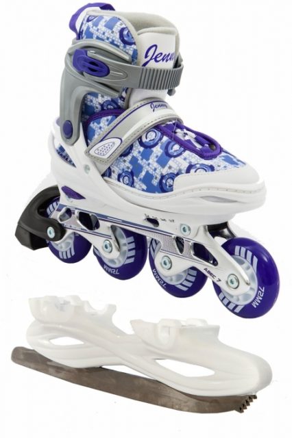 Коньки раздвижные + РОЛИКИ CALAMBUS Jenny COMBO белый/фиолетовый р.30-33