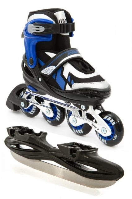 Коньки раздвижные + РОЛИКИ CALAMBUS Jimmy COMBO черный/синий р.30-33