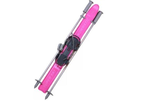 Мини-лыжи SNOWMATIC с креплениями KIDS SKI SET с алюм. палками, длина 75см. (упак. 10 шт.) РОЗОВЫЕ