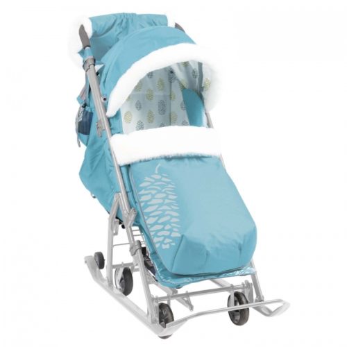 Коляска комби Ника Детям 7-5К/МТ МЯТНЫЙ С ШИШКОЙ (серый каркас)