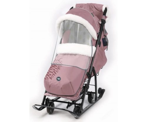 Коляска комби Ника Детям 7-5К/ПР ПЫЛЬНО-РОЗОВЫЙ С ШИШКОЙ (серый каркас)