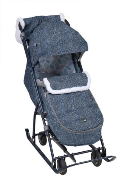 Коляска комби Ника Наши Детки6/2 ЛИСТОЧКИ СИНИЙ