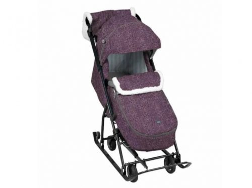 Коляска комби Ника Наши Детки6/6 БАКЛАЖАН С ПОЛОСКАМИ