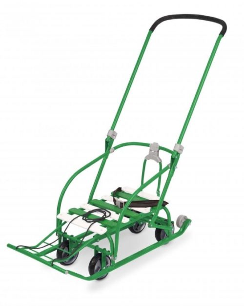 Санки детские NIKKI 3/32 (ВЫДВИЖНЫЕ КОЛЕСА) (СКЛАДНАЯ СПИНКА, СКЛАДНАЯ РУЧКА) ЗЕЛЕНЫЙ