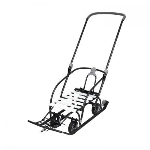 Санки детские NIKKI 3/Ч (ВЫДВИЖНЫЕ КОЛЕСА) (СКЛАДНАЯ СПИНКА, СКЛАДНАЯ РУЧКА) ЧЕРНЫЙ