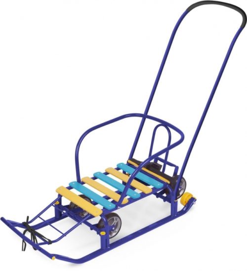 Санки детские Тимка 5 УНИВЕРСАЛ (ВЫДВИЖНЫЕ КОЛЕСА) СИНИЙ