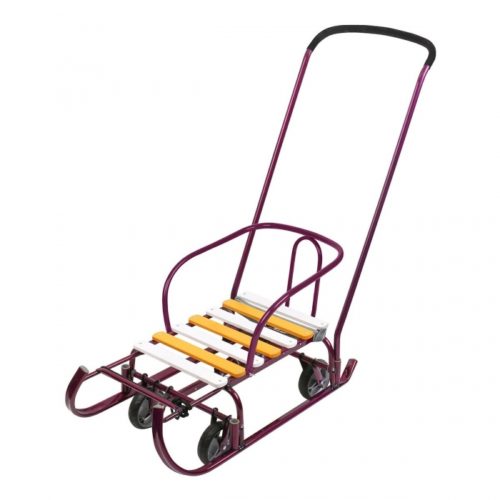 Санки детские Тимка 6 УНИВЕРСАЛ (ВЫДВИЖНЫЕ КОЛЕСА) (ШИРОКАЯ БАЗА) АМАРАНТОВЫЙ ЛАК