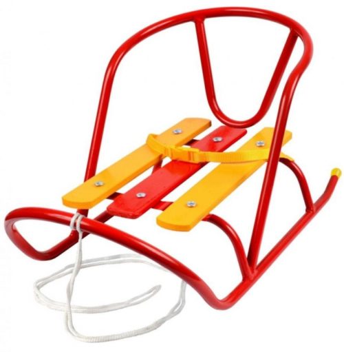 Санки кукольные СКУ1 АЛЫЙ БЕЗ ТОЛКАТЕЛЯ