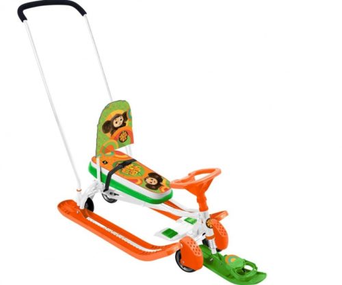 Снегокат Тимка СПОРТ 6 (ЧЕБУРАШКА) ВЫДВИЖНЫЕ КОЛЕСА СО СПИНКОЙ (упак. 1 шт.)