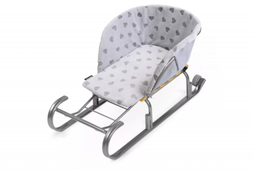 Матрасик для санок НИКА СС2-4/С УНИВЕРСАЛ ВЕЛСОФТ без чехла для ног (упак. 15 шт.) СЕРДЕЧКИ СЕРЫЙ