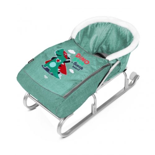 Матрасик для санок с попоной НИКА СС3-2/З УНИВЕРСАЛ мех. отделка молния (10 шт. упак.) ДИНОЗАВР ЗЕЛ