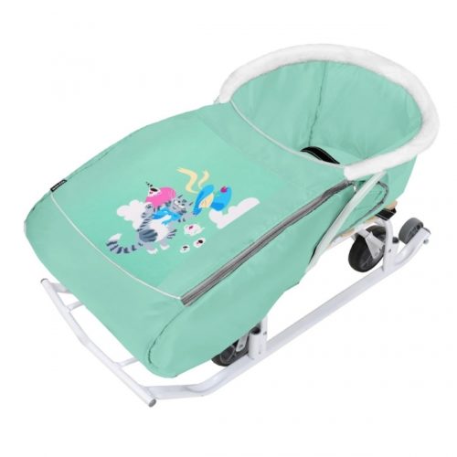 Матрасик для санок с попоной НИКА СС3-3/КТ УНИВЕРСАЛ мех. отделка молния (10 шт. упак.) КОТИК МЯТНЫЙ